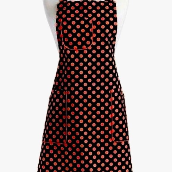 Apron Brown with Hot Pink/Red Polka Dots Cooking BBQ Baking Gift idea - Picture 1 of 6